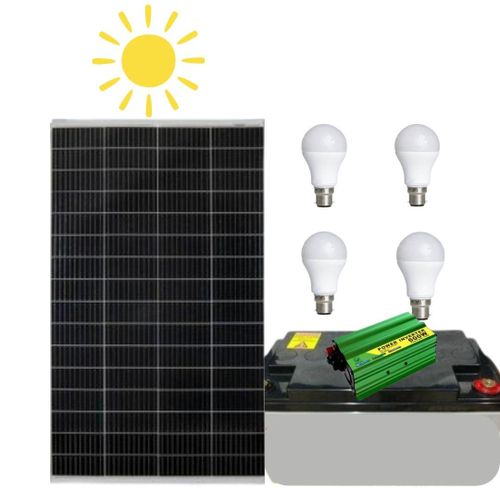 product_image_name-Solarmax-Solar Special All Weather Solar Panel Fullkit 100 Watts Solar Panel + 80AH Battery + 300 watts DC to AC inverter + FREE BULBS-1