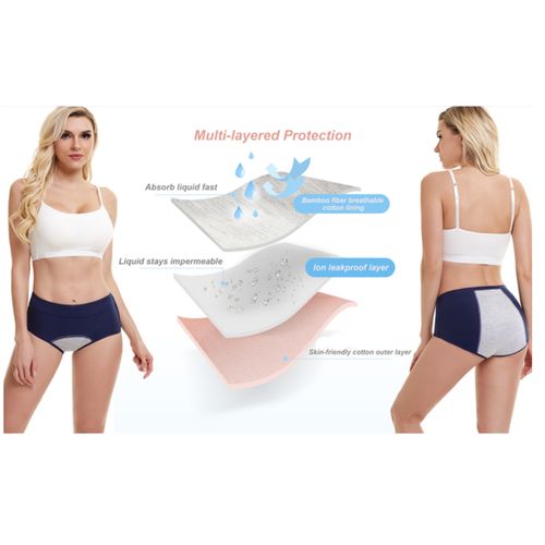 DULASI 4 Layer Bamboo Menstrual Low Waist Panty Leak Proof