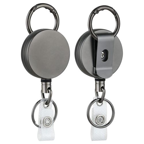 Generic 2 Pack Heavy Duty Retractable Badge Holder Reels, Metal ID Badge  Holder with Belt Clip Key Ring for Name Card Keychain @ Best Price Online