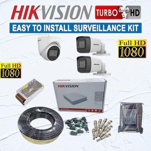 product_image_name-Hikvision-Mobile App Smart Monitoring 3 Turbo HD Cameras 1080P Full HD 2MP IR Night vision CCTV Cameras Complete System Package with 4CH DVR, 500GB Hard Disk, 50M RG59 Cable-1