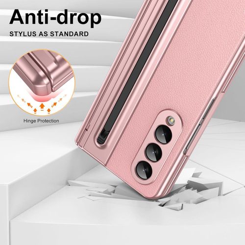 product_image_name-Generic-Samsung Galaxy Fold 4 Case, Premium Leather Cover, Advanced S Pen Slot, Luxury Business Class (Pink)-4