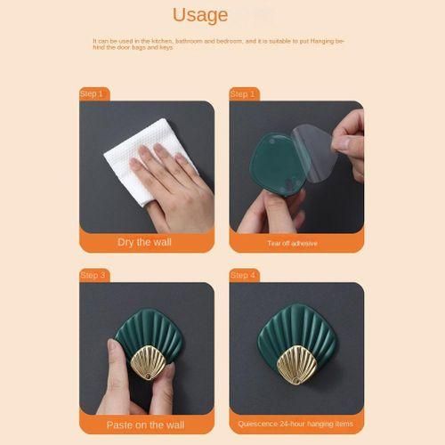 product_image_name-Generic-4Pcs Creative Shell Shape Wall Hanging Hook Punch-Free-4