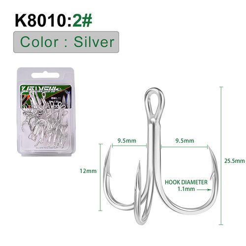 KATYUSHA 20Pcs Treble Hooks 14#-1/0# Saltwater Fishing Hooks High-Carbon  Steel Fishhooks High Strength Hooks Fishing Tackle