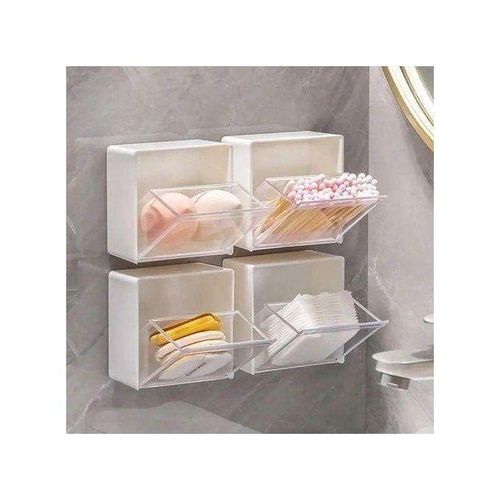 product_image_name-Generic-4pcs Set Plastic Wall Mounted Storage Box Dustproof Bathroom Organizer-1