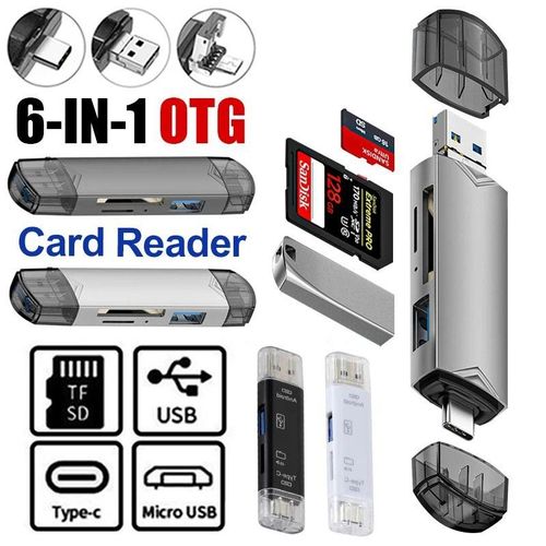 product_image_name-Generic-6 in 1 OTG Card Reader – Portable Data Adapter with USB, Lightning, and Type-C Ports for Multiple Devices-1