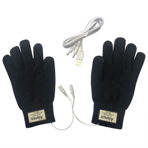 Generic (Black)Winter Outdoor Fishing Heated Full Finger Mittens