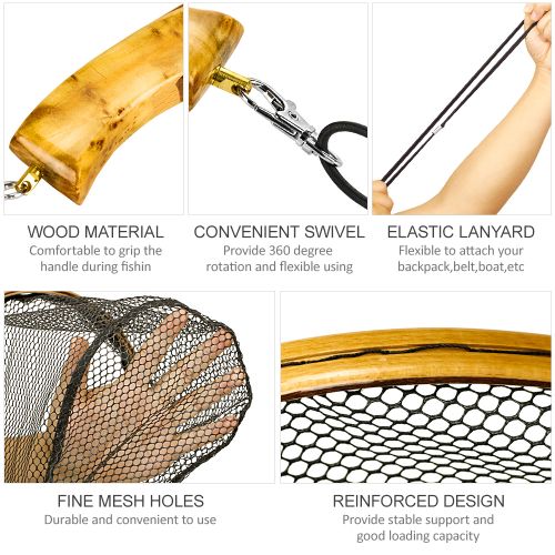 Generic Fishing Landing Net With Elastic Lanyard Fly Fishing Net