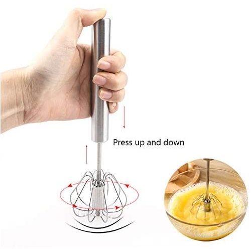 Hand Push Rotary Whisk Blender Stainless Steel Beater Semi