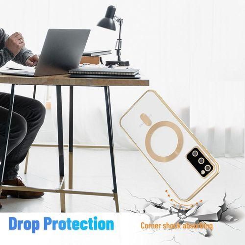 product_image_name-Generic-Gold Electroplated Magnetic for MagSafe Shockporoof Transparent Case Cover for Samsung Galaxy S20+ (S20 Plus)-3