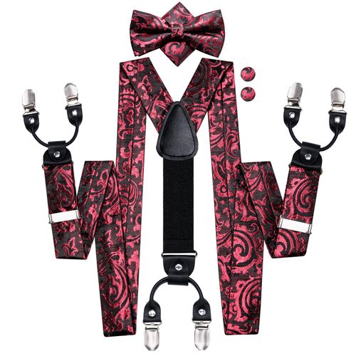 Floral Silk Braces and Bow Tie Set