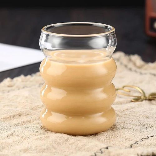 product_image_name-Generic-Beehive Pattern Glass Tumbler 550ml with Bamboo Lid & Glass Straw – Eco-Friendly Reusable Cup for Juice, Coffee, Tea, Smoothies, Iced Drinks – Stylish & Durable Design for Daily Use-3