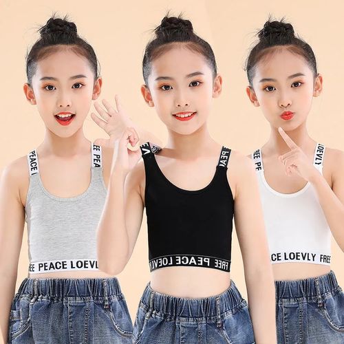 Fashion 2pcs Cotton Teenage Girls Sports Bras Children Tank @ Best Price  Online