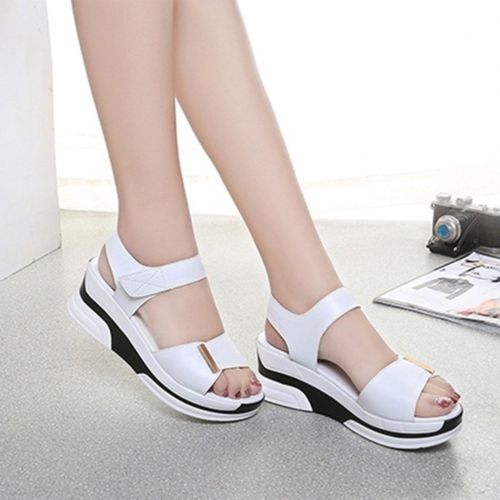 Fashion Pu Leather Women Sandals Shoes Platform Ladies White