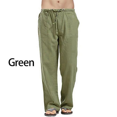 Plus Size S-5XL Women's Elastic Waist Casual Spring Summer Pants Solid  Color Slim Cotton&Linen Trousers