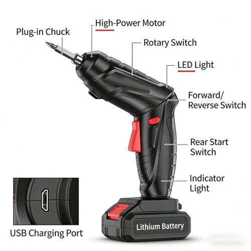 product_image_name-Generic-47pcs Cordless Accessories Rechargeable Electric Screwdriver Portable Set-3