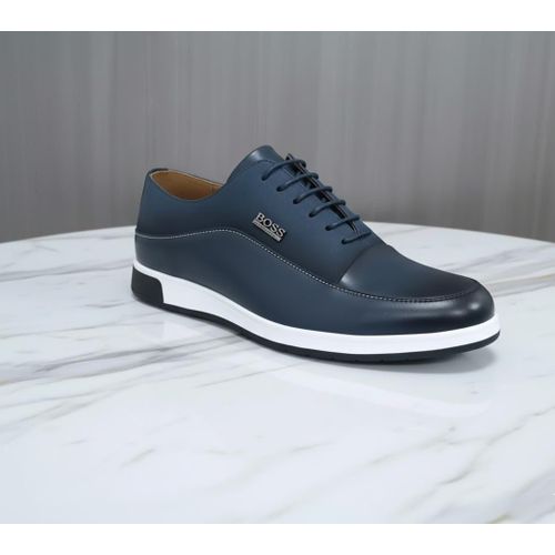 Elegant Elegant Hugo Boss Men's Navy Blue Leather Oxford