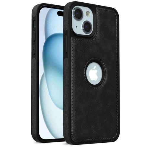 product_image_name-Generic-iPhone 15 Phone Case, Black Full Hard Case Classic Soft PU Leather Protective Cover-1