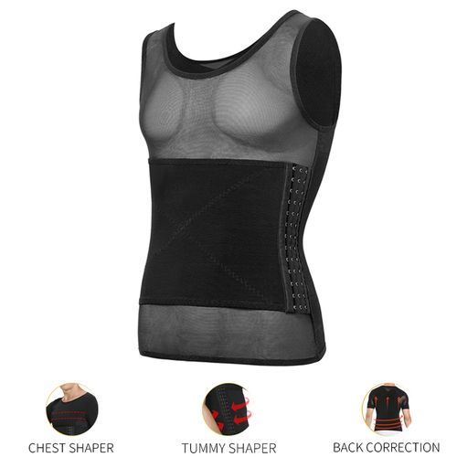 Shop Generic Flat Stomach Shaping Men Slimming Body Shaper Waist Trainer  Vest Tummy Posture Shirt Back Correction Abdomen Tank Top Shaperwear Online