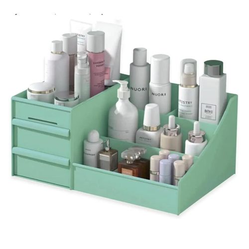 product_image_name-Generic-MAKEUP ORGANIZER / PLASTIC COSMETIC STORAGE BOX - GREEN-1
