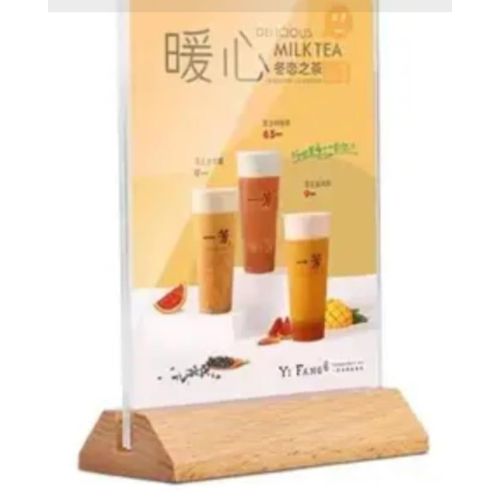 product_image_name-Generic-Wooden Base Clear Acrylic Menu Display Stand/Table talker-A6 SIZE*5 PCS Pack-1