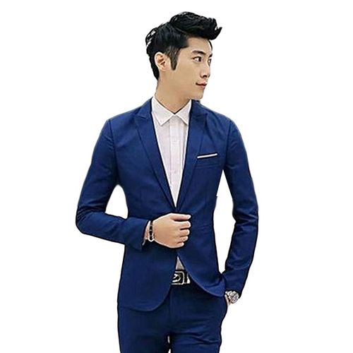 Fashion Navy Blue Korean Style Men Suit Coat Slim Suit @ Best Price ...