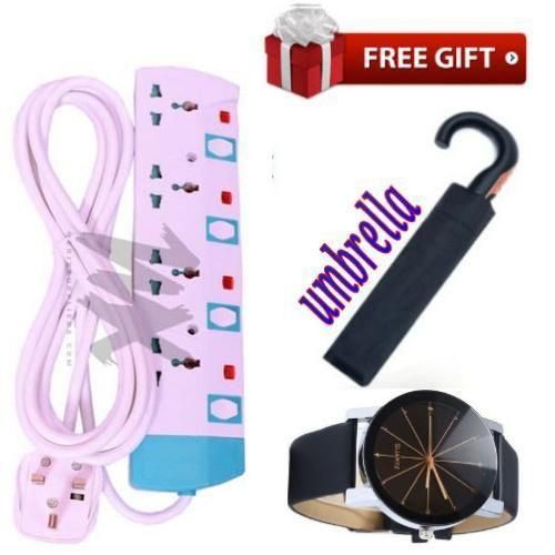 product_image_name-Powermax-Power King 4 Way Quality Extension Socket With A 3meter Cable + Umbrella & Watch Gifts-1