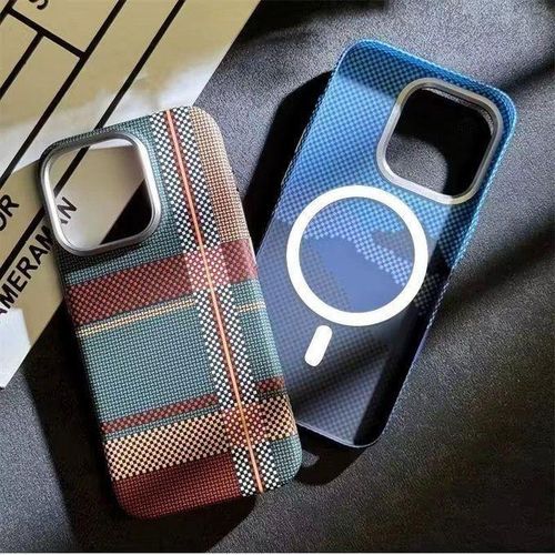 product_image_name-Generic-Luxury Tribal Covers for Apple iPhone 14 Pro Max Carbon Fiber Case in Green Red Accent, Slim Lightweight Shockproof and MagSafe Compatible Design-2