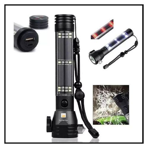product_image_name-Generic-Rechargeable Solar LED Flashlight Torch With Alarm Function-3