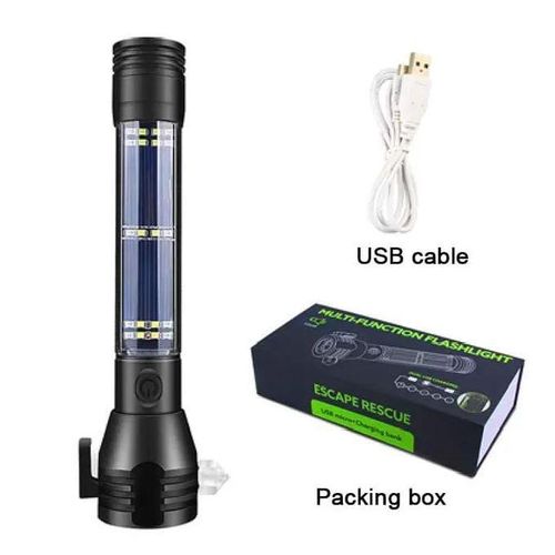 product_image_name-Generic-Rechargeable Solar LED Flashlight Torch With Alarm Function-4