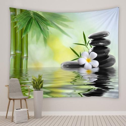 Generic Zen Garden Tapestry Green Bamboo Plant Leaf Flower Stone Spa Wall Art Living Room Bedroom Backdrop Bedside Cloth Hanging Decor Best Price Online Jumia Kenya
