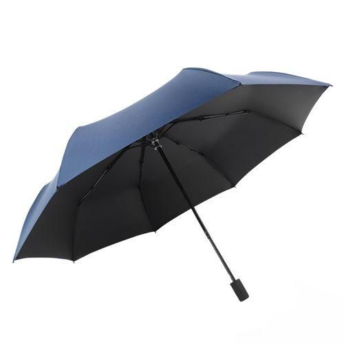 Generic Umbrella Strong 3 Folding Plastic Fabric Outdoor Navy Blue