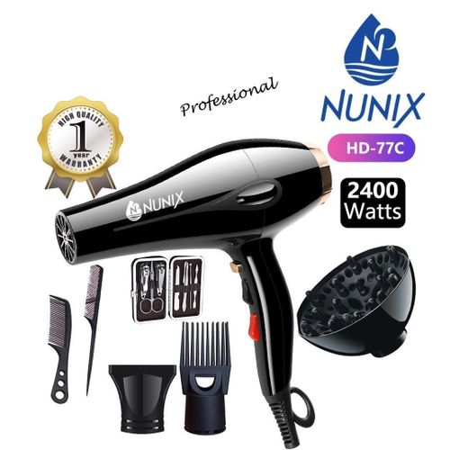product_image_name-Generic-Professional Hair Dryer - 2400W Fast Drying Blower With Diffuser & Concentrator Nozzle + Free Hair Styling & Manicure Set-2