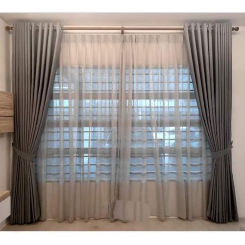 product_image_name-Generic-Two-Layer Grey Blackout and Sheer Window Curtain Set-1
