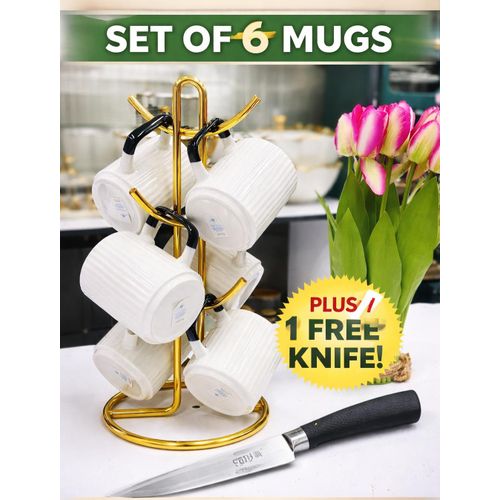 product_image_name-Generic-6-Piece Ceramic Tea & Coffee Cups – White + FREE Kitchen Knife – Premium Set-1