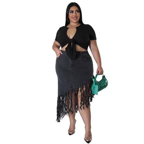 Generic Big Size Women Denim Skirt 4xl 5xl Tassels High Waist Washed Stretchy Casual Skirt 2023 Summer Clothing Best Price Online Jumia Kenya