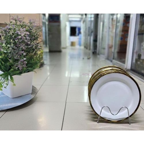 product_image_name-Generic-8inch plate with golden rim 6pcs-1