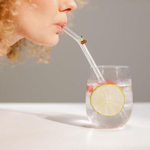 product_image_name-Generic-6 pcs Clear High Borosilicate Glass straw set with 1 pc Cleaning Brush-2