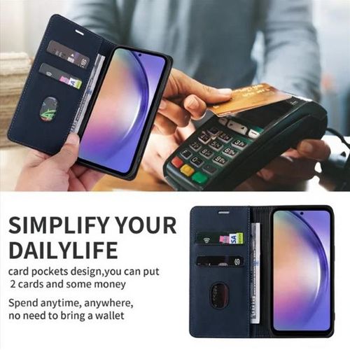 product_image_name-Generic-Samsung Galaxy S21 Ultra Premium Leather Flip Wallet Magnetic Cover Case, Protective Phone Cover with Card Slots, Kickstand and Magnetic Closure, Blue-6