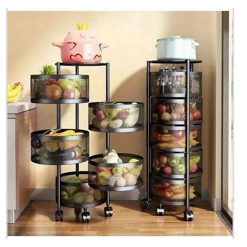 product_image_name-Generic-5-Tier Fortune Focus Rotating Kitchen Rack – 360 Degree Circular Storage with Wheels-1