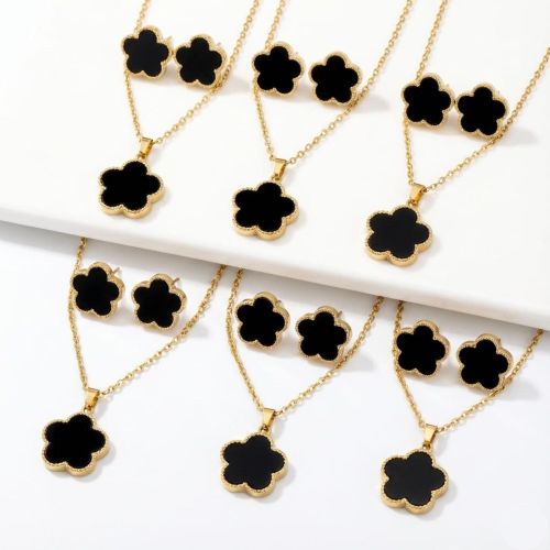 product_image_name-Fashion-Personalized Star Necklace Set – Gold color Women's Necklace and Earrings set-1