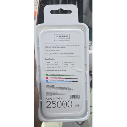 product_image_name-VEGER- V11W High Capacity Power Bank – 2 USB Output, Type-C Rechargeable-2
