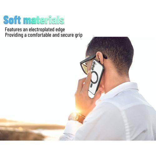 product_image_name-Generic-Samsung Galaxy S23 Black Electroplated Clear Case With Magnet - MagSafe Compatible, Supports Wireless Charging Protective Phone Cover-2