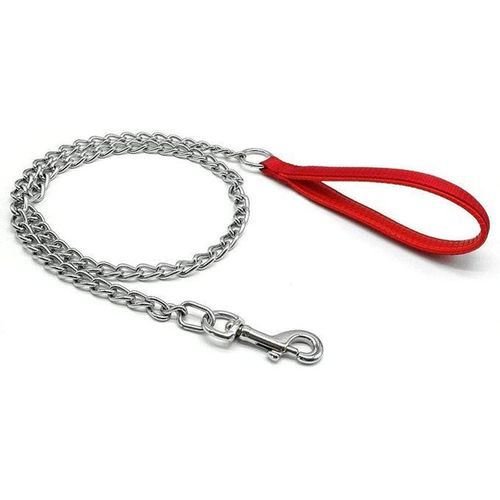 product_image_name-General-Dog Steel Chain Leash With Collar Nylon Handle - Basic Training Leash Heavy Duty Metal Chain Leads For Small Medium Large Dogs-1