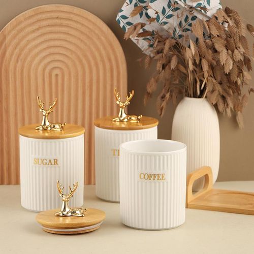 product_image_name-Un Branded-Elegant 3pcs Ribbed ceramic Tea, Coffee & Sugar Canisters-1