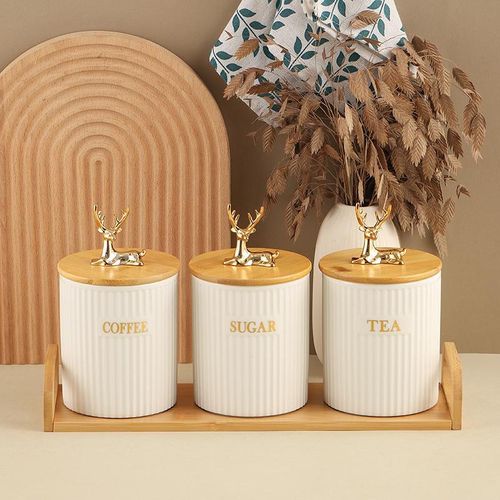 product_image_name-Un Branded-Elegant 3pcs Ribbed ceramic Tea, Coffee & Sugar Canisters-2
