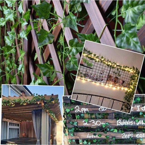 product_image_name-Generic-12pcs Rattan Artificial Leaves Vines Leaves Grape Ivy Leaf2.2m Plant Vine Hanging Realistic Fake Leaves Flower For Wedding Wall ,Balcony Privacy Fence Garden Decorative Hedge And Outdoor Decor-7