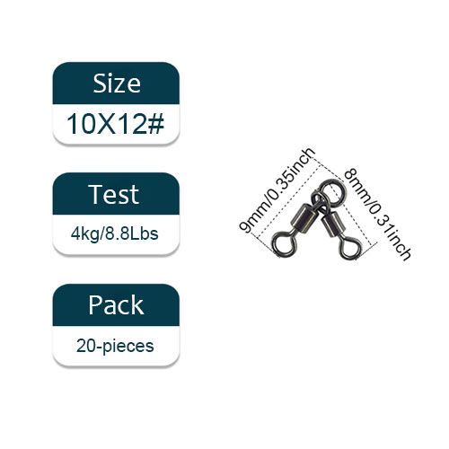 Generic 10/20-pieces 3 Way Fishing Swivel Rolling Triangle Joint
