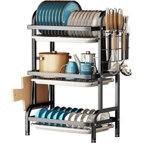 product_image_name-Generic-3-Tier Large Capacity Dish Drainer Storage Rack Organizer With Drainer-2