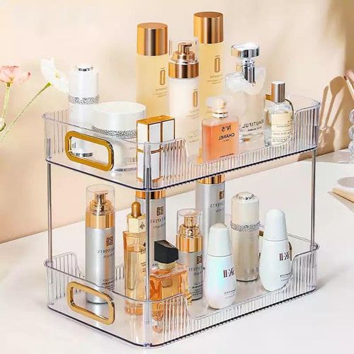 2 Tier Clear Organizer With Dividers, Multi-purpose Slide-out