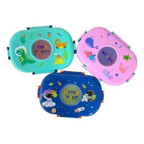 product_image_name-Generic-Oval Dino Cartoon themed Healthy Plastic Lunch Box, Microwave safe Lunch Bento Boxes Food Container, Kids Snackbox/Lunchbox-1